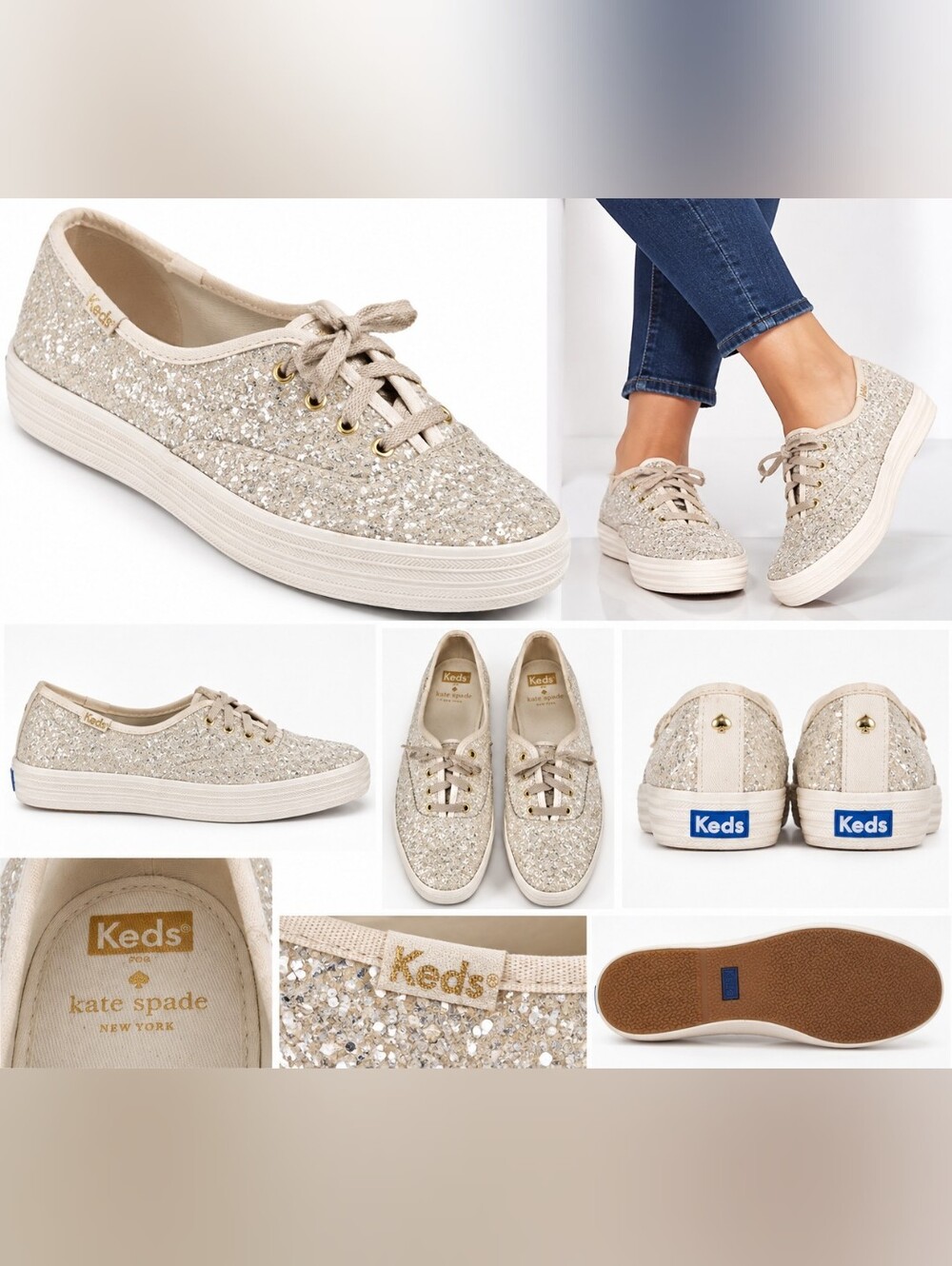 lKeds x Kate Spade New York Champion Triple Glitter Platform Size 9